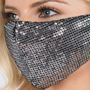 Silver Sequin Face Mask